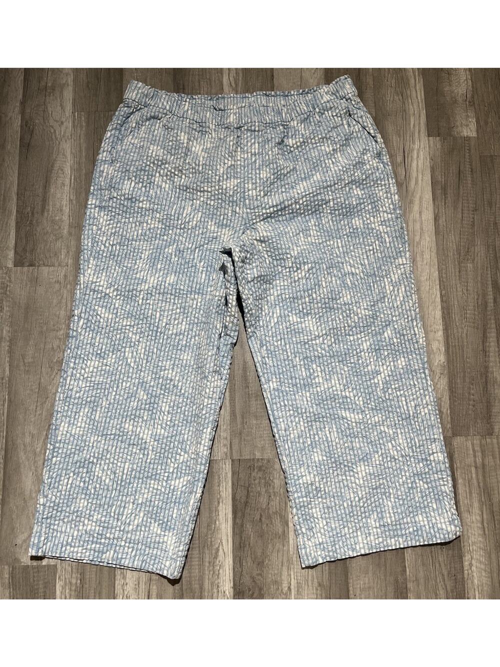 VTG Tommy Hilfiger Pants Womens Size XL Blue White Wide Leg Summer Pants Y2K